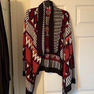 Burgundy black white and pink cardigan size large